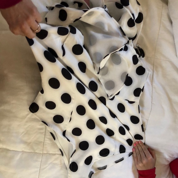 Polka Dot Ruffled Bodysuit Top - Picture 8 of 8